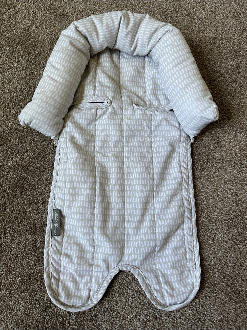 Eddie Bauer Baby Car Seat Head Support Cushion Stroller Insert Grey White GUC